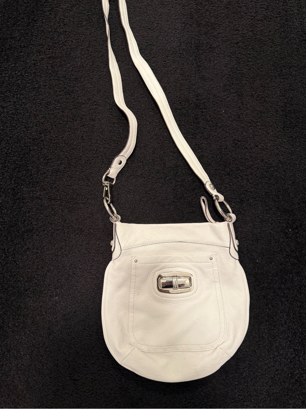 b. makowsky White Leather Crossbody with Silver Hardware